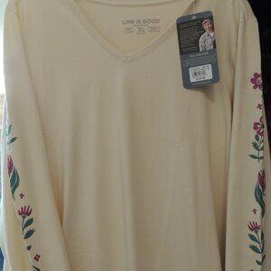 Life is Good Longsleeve XL Woodblock Crusher-LITE Vee